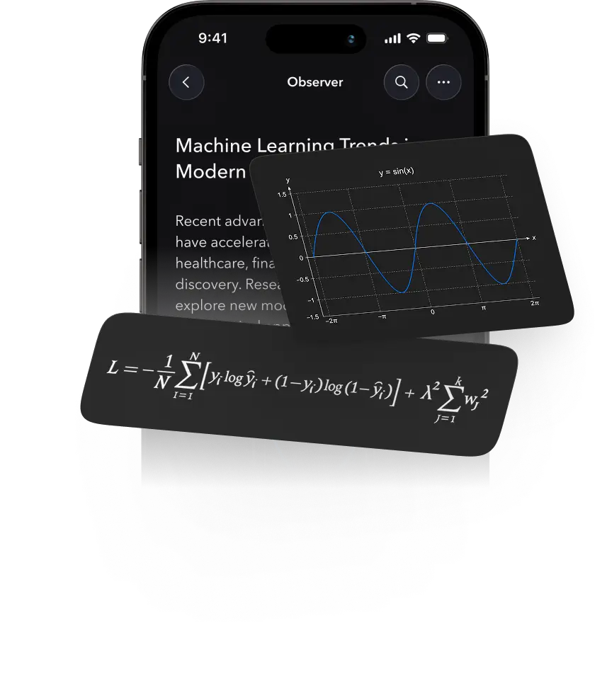 Peech recognising a formula and a chart inside an article as it parses the page